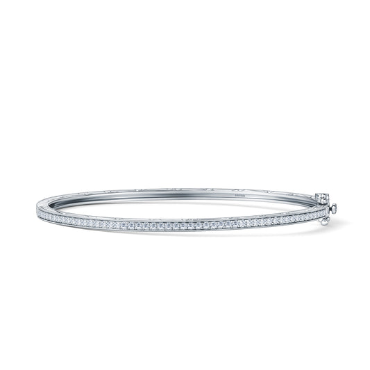 Scroll Engraved Classic Diamond Bangle Bracelet