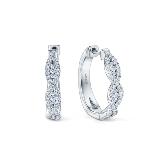 Classic Twist Channel Diamond Hoop Earrings