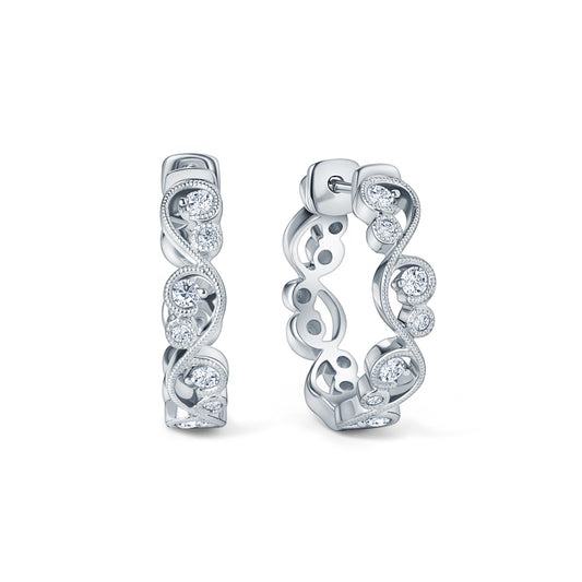 Milgrain Lace Diamond Hoop Earrings