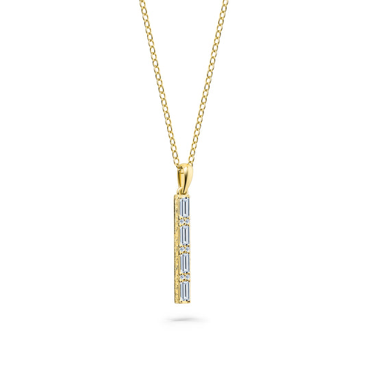 Baguette Diamond Milgrain Engraved Necklace