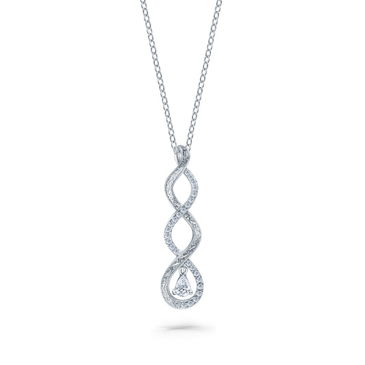 Engraved Twist Diamond Drop Necklace