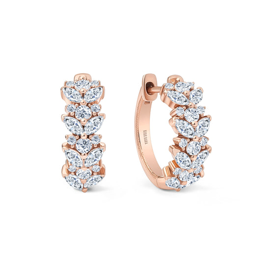 Floral Inspired Diamond Hoop Earrings