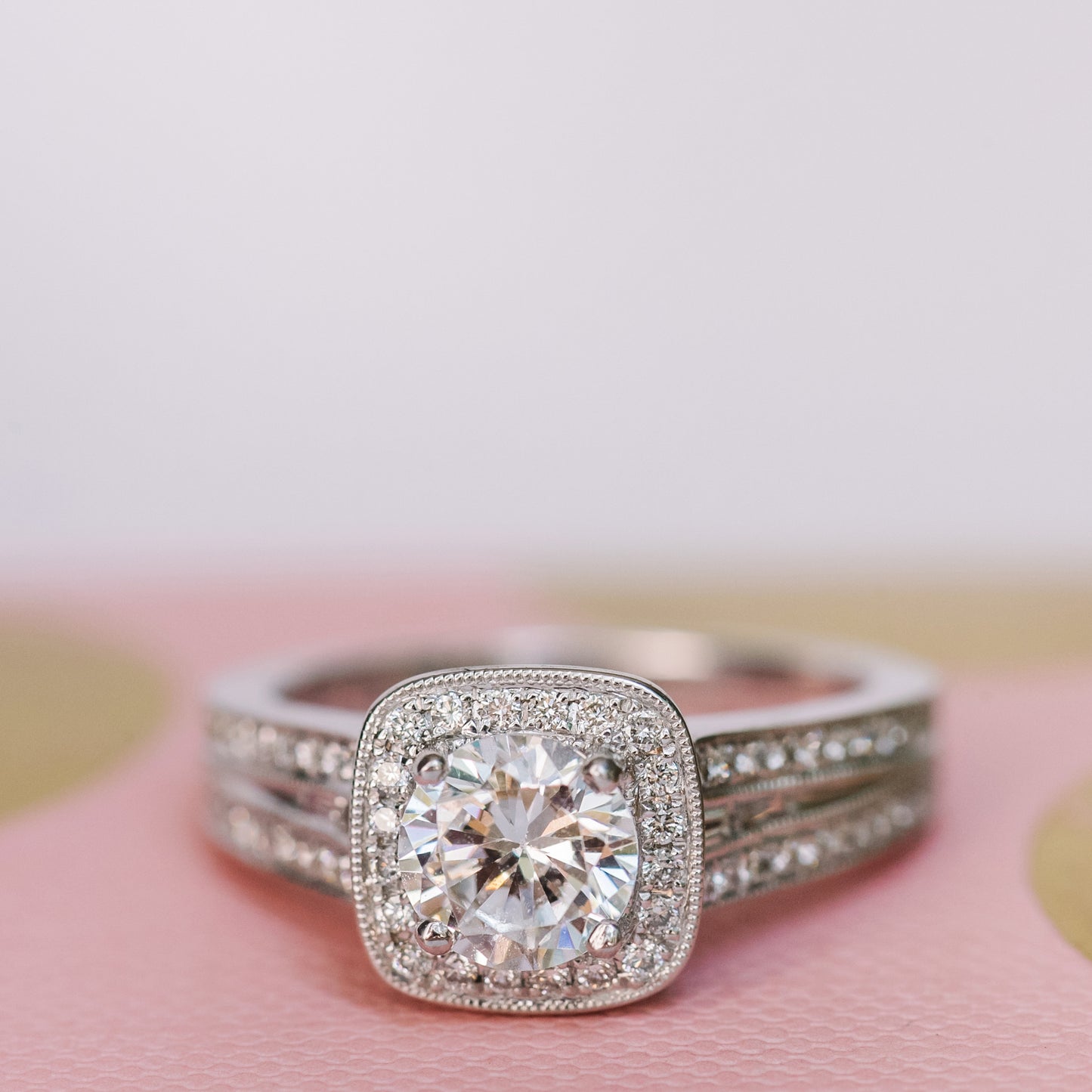 Halo Modern Baguette Diamond Engagement Ring