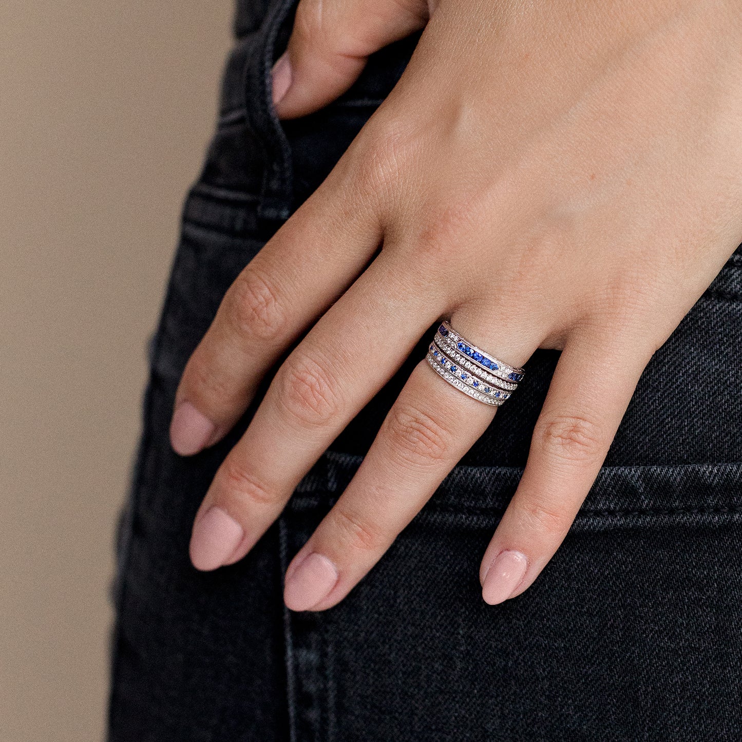 Channel Set Artful Amethyst Diamond Wedding Band