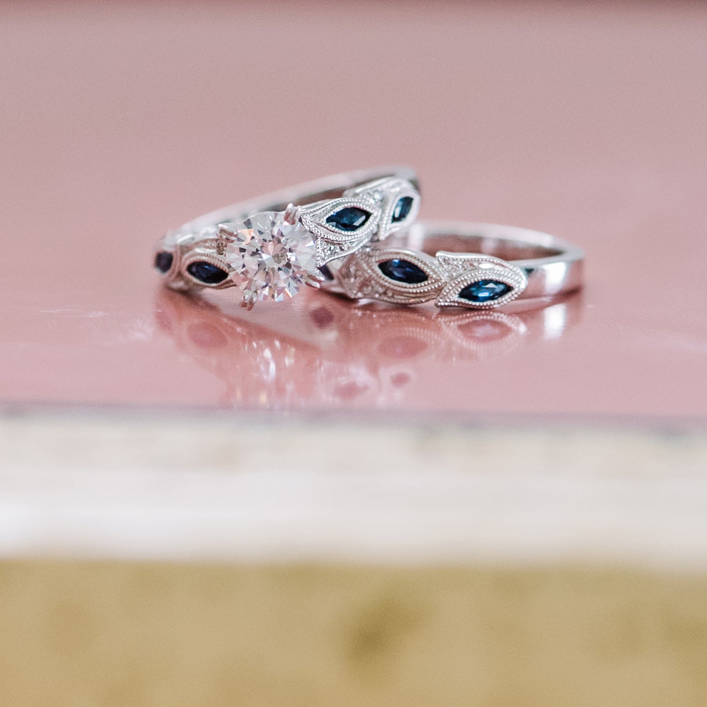 Botanical Floral Ruby Marquise Diamond Engagement Ring