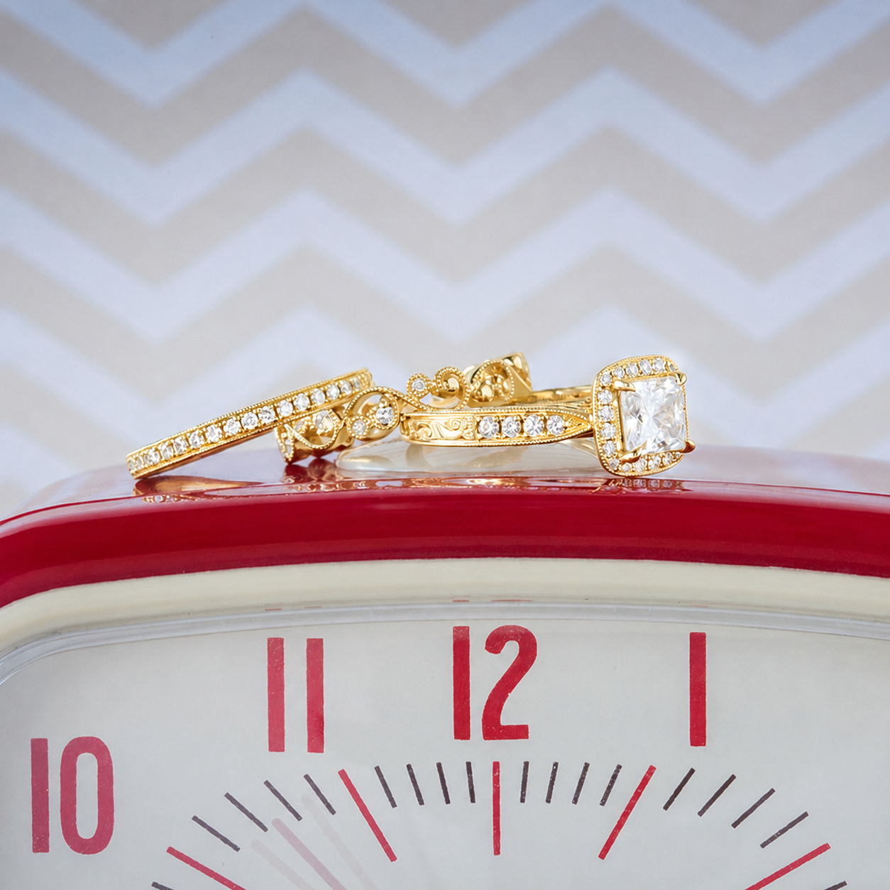 Classic Engraved Halo Diamond Engagement Ring