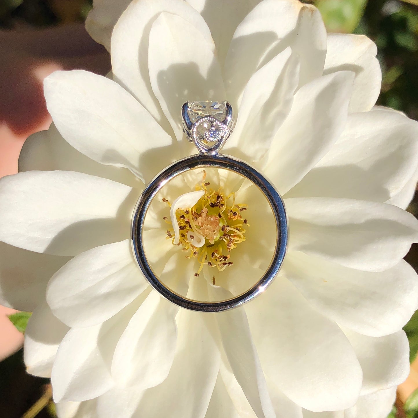 Milgrain Diamond Basket Ring with 5/8ct Pear Certified Lab Diamond Center