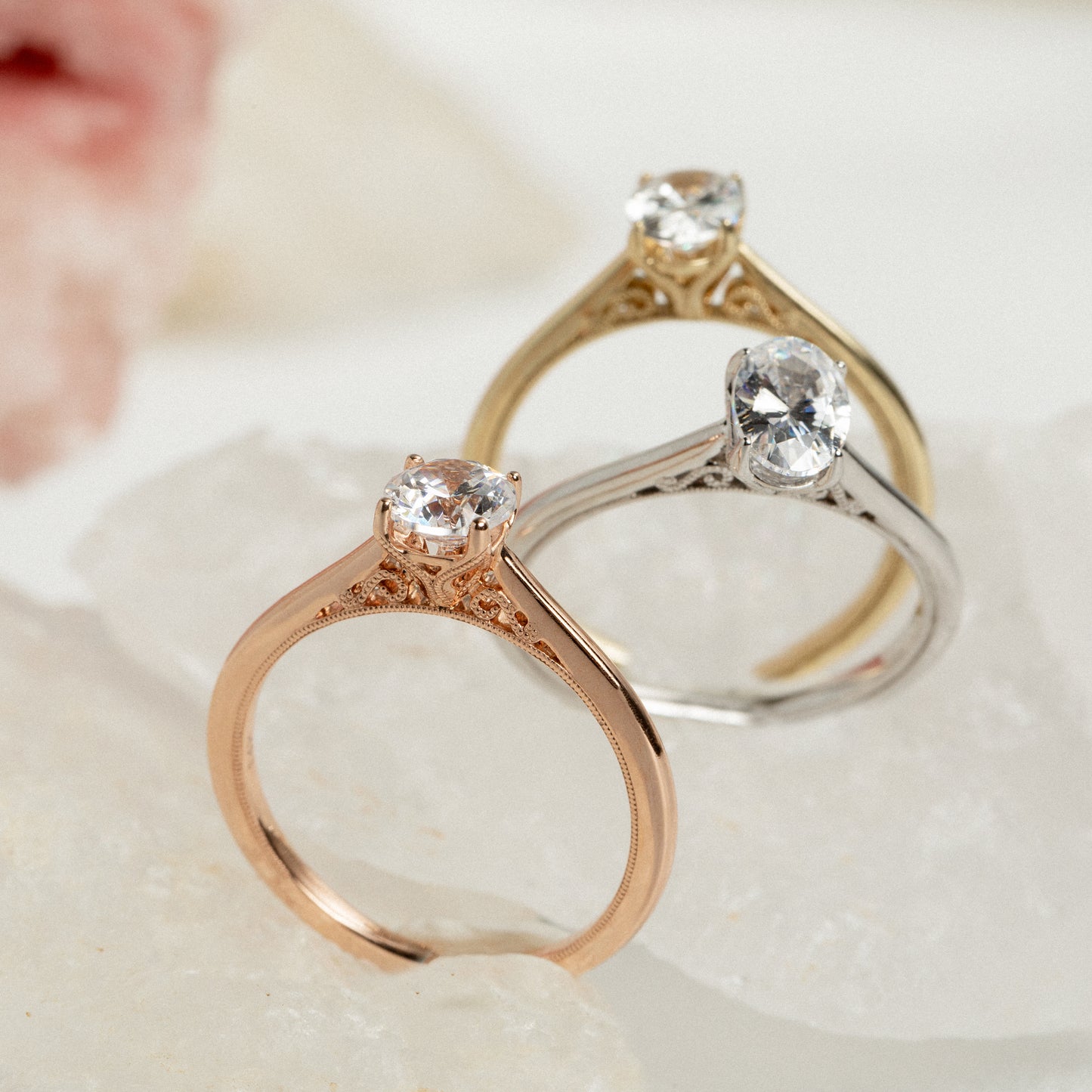 Filigree Milgrain Solitaire Engagement Ring