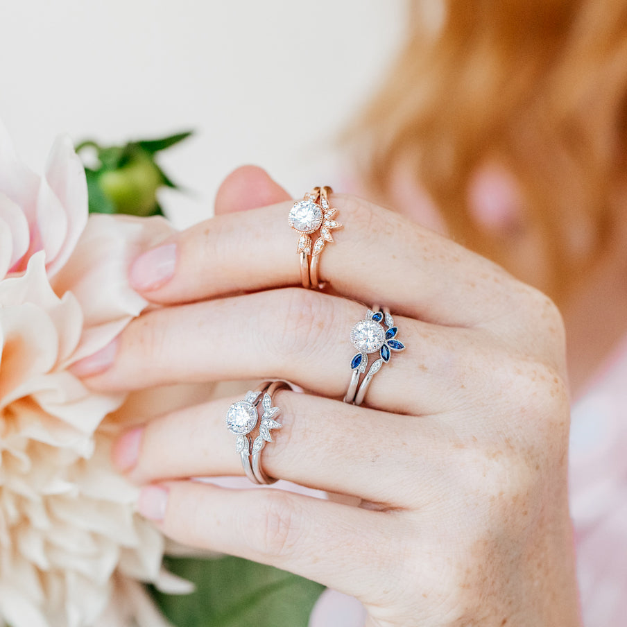 Floral Pavé Diamond Engagement Ring