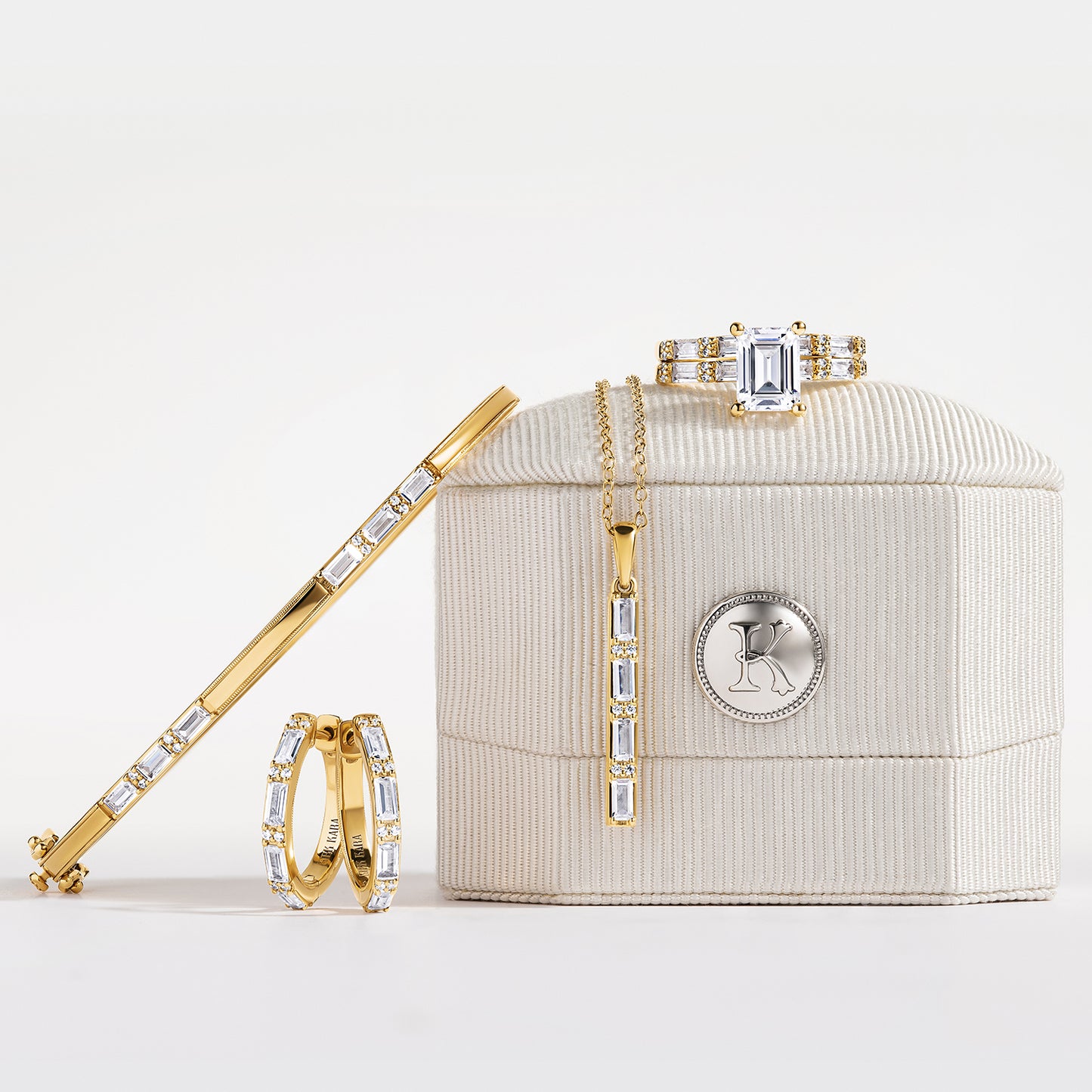 Baguette Diamond Milgrain Bangle Bracelet