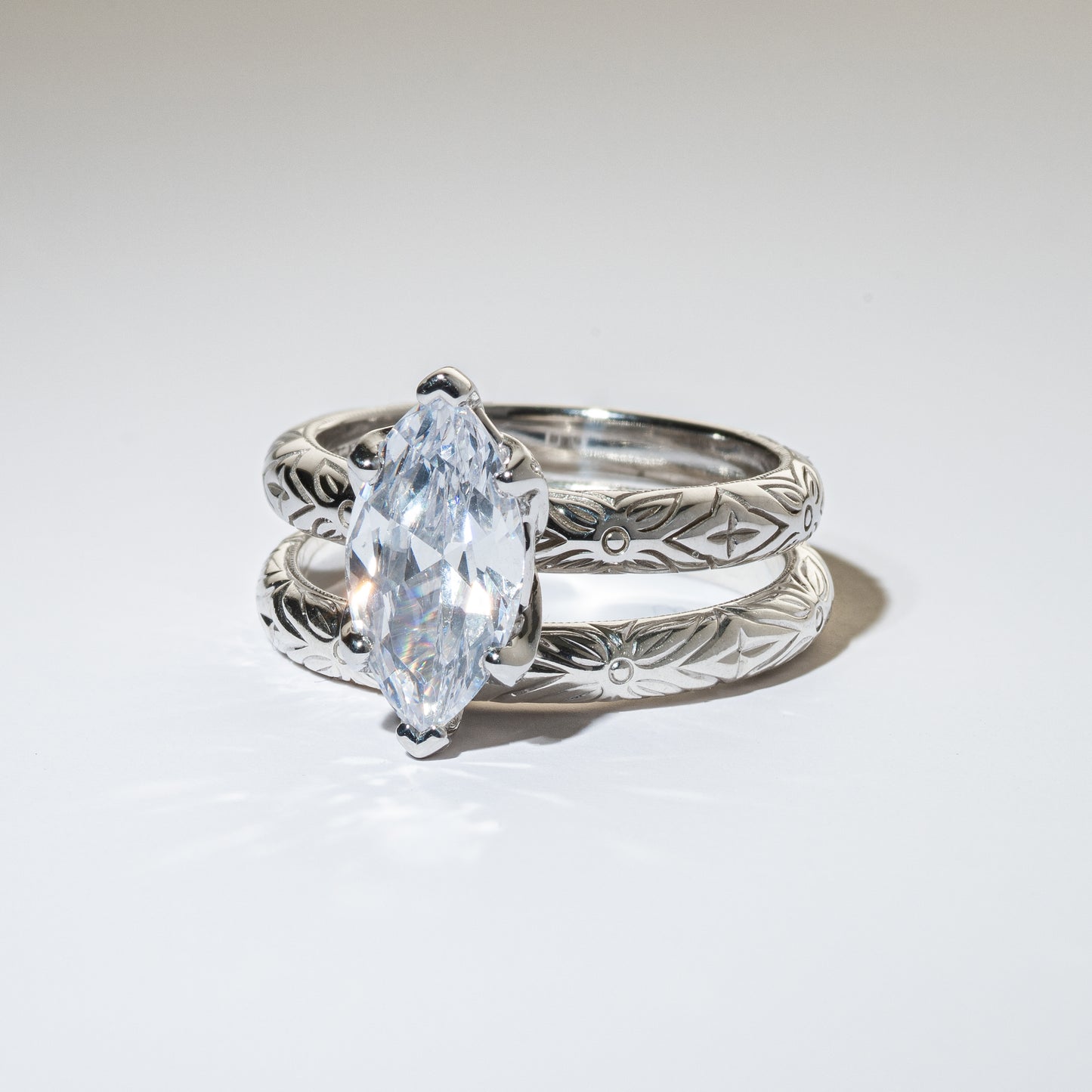 Floral Engraved Boho Wedding Band