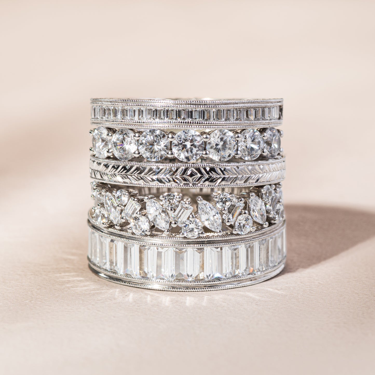 Channel Set Milgrain Baguette Diamond Wedding Band