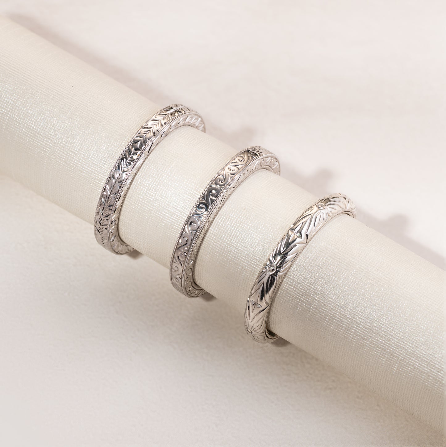 Scroll Engraved Milgrain Timeless Wedding Band