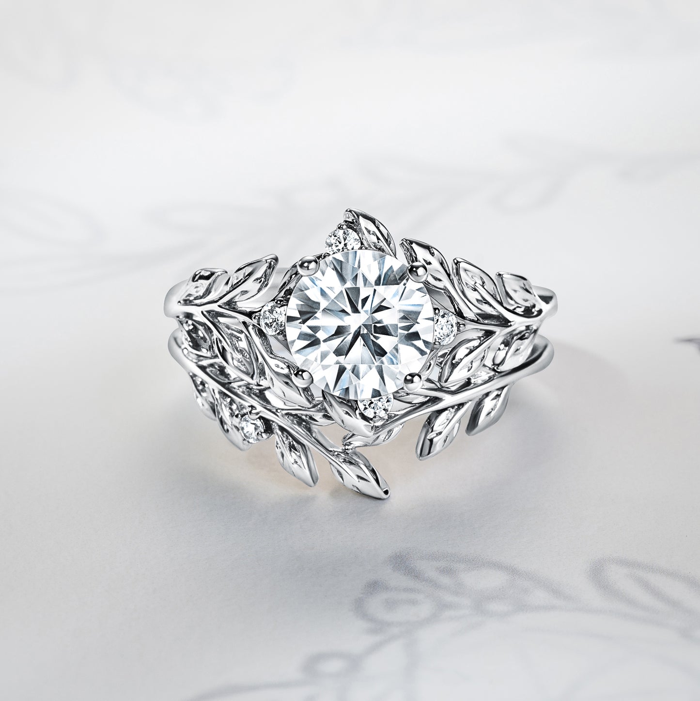 Floral Leaf Inspired Bypass Engagement Ring