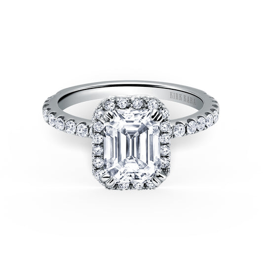 18K White Gold Elegant Halo Diamond Engagement Ring