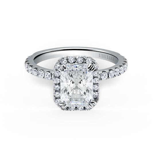 Elegant Halo Ring with 2ct Radiant Certified Lab Diamond Center