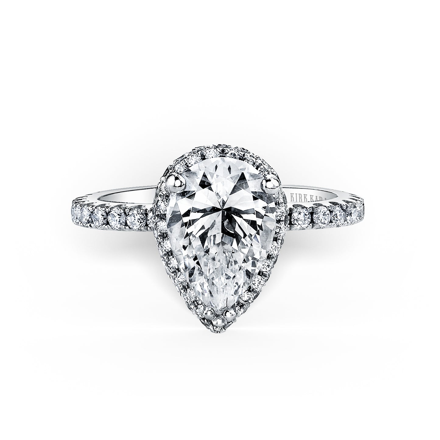 18K White Gold Pear Halo Diamond Engagement Ring