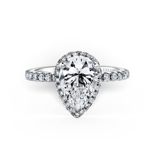 18K White Gold Elegant Halo Diamond Engagement Ring