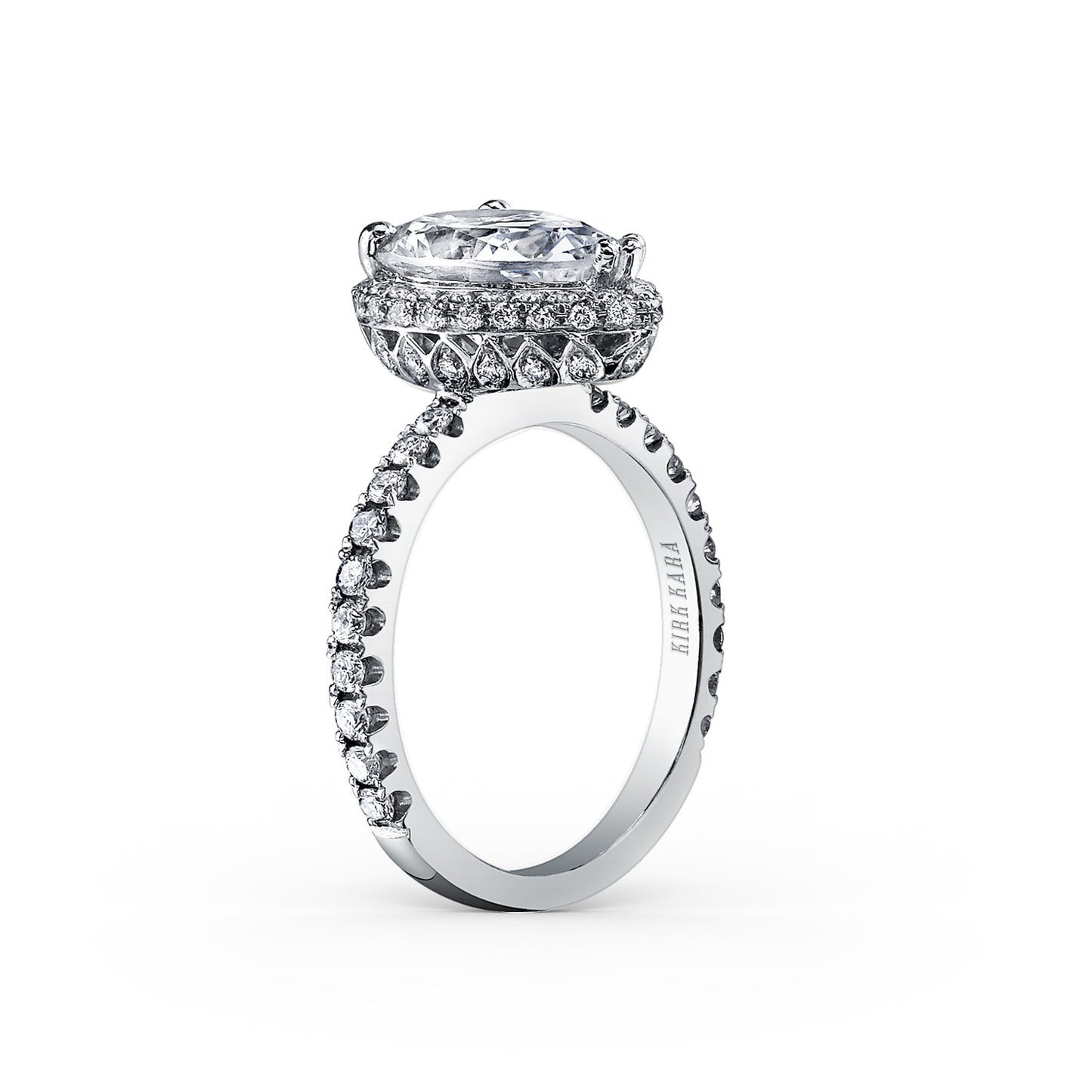 18K White Gold Elegant Halo Diamond Engagement Ring