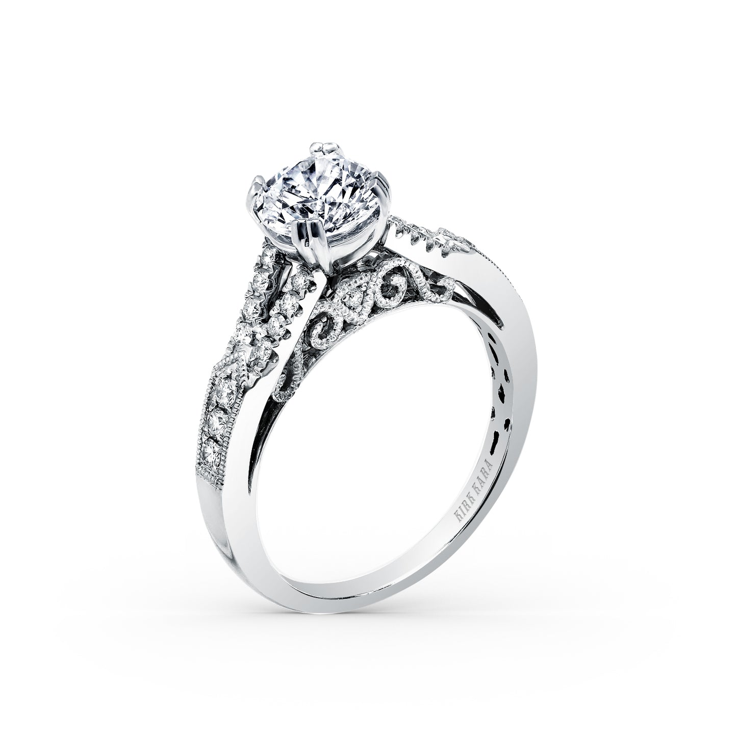 18K White Gold Split Shank Diamond Engagement Ring