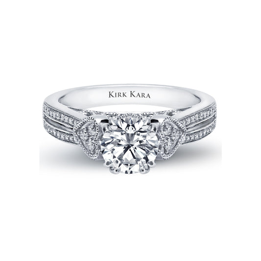 18K White Gold Heart Accent Diamond Engagement Ring