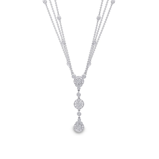Platinum Diamond Multi Chain Station Drop Necklace - SOLD OUT