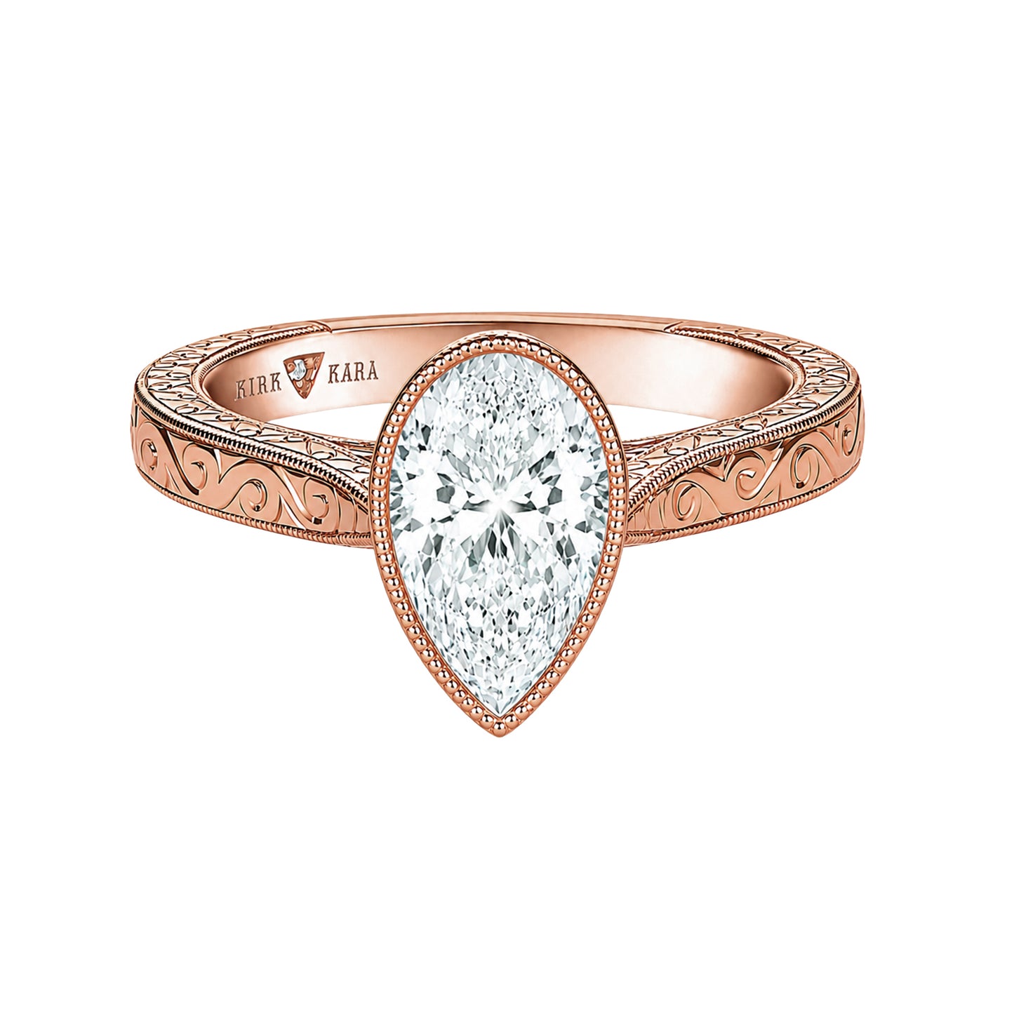 Classic Scroll Engraved Bezel Cathedral Engagement Ring