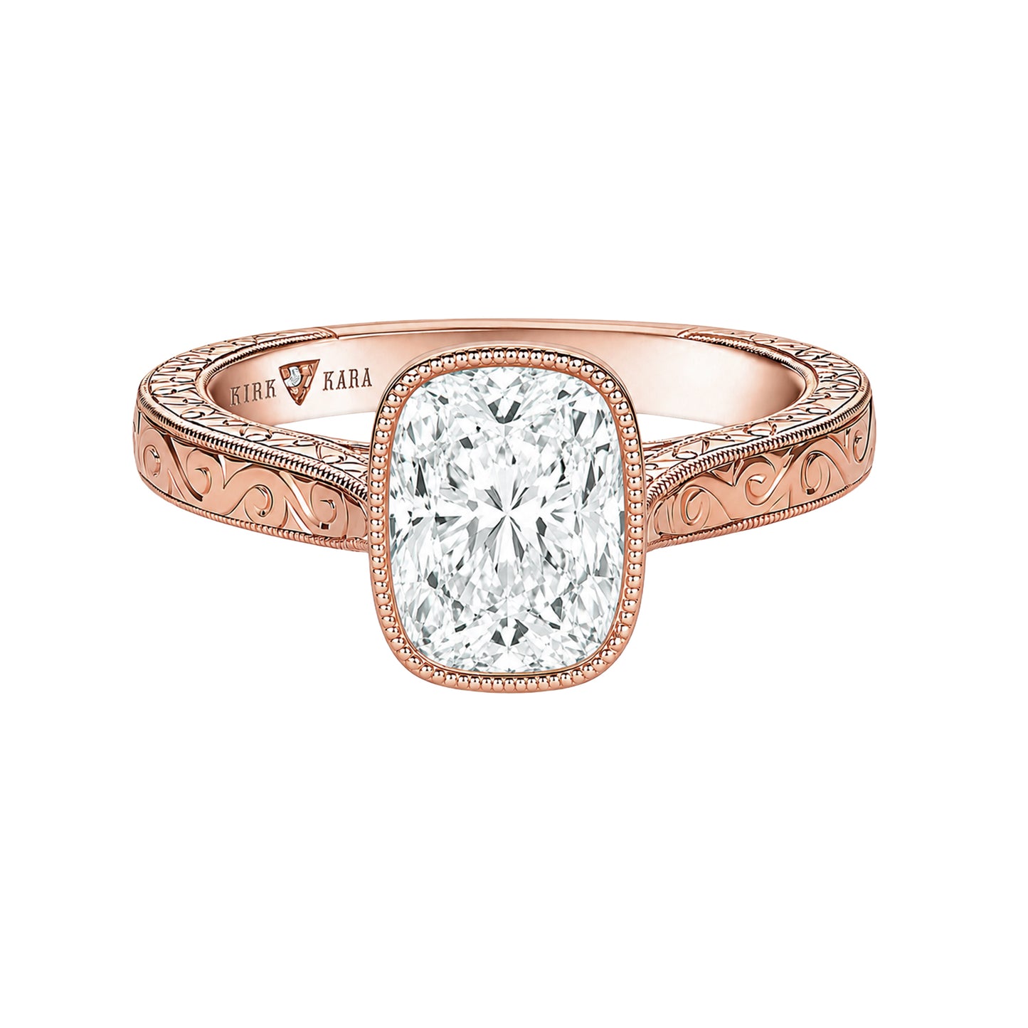 Classic Scroll Engraved Bezel Cathedral Engagement Ring