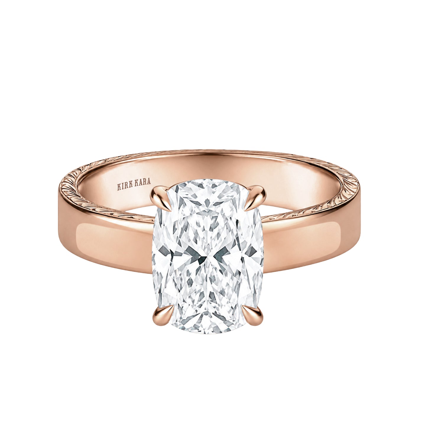 Wide Wheat Engraved Solitaire Engagement Ring