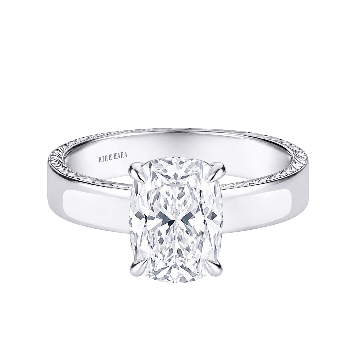 Wide Wheat Engraved Solitaire Engagement Ring
