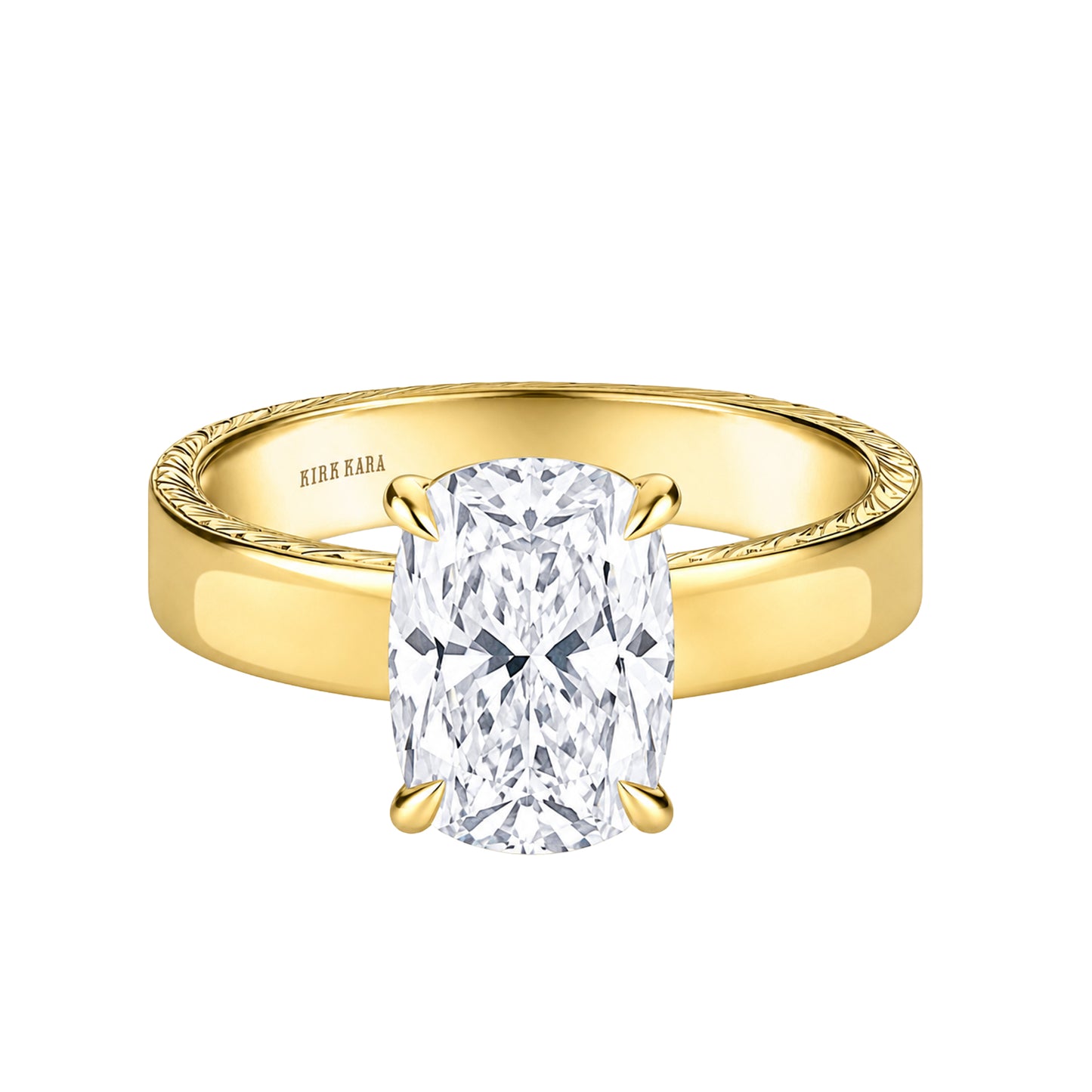 Wide Wheat Engraved Solitaire Engagement Ring