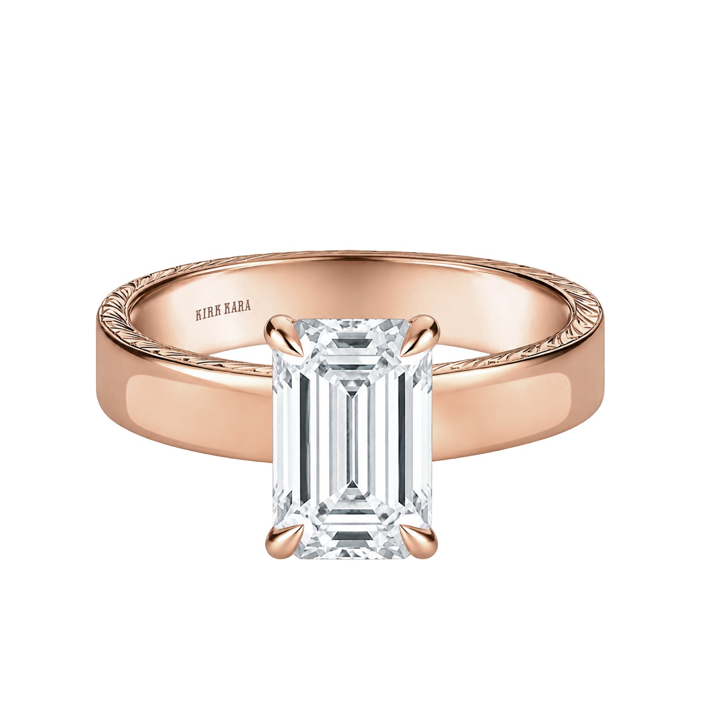 Wide Wheat Engraved Solitaire Engagement Ring