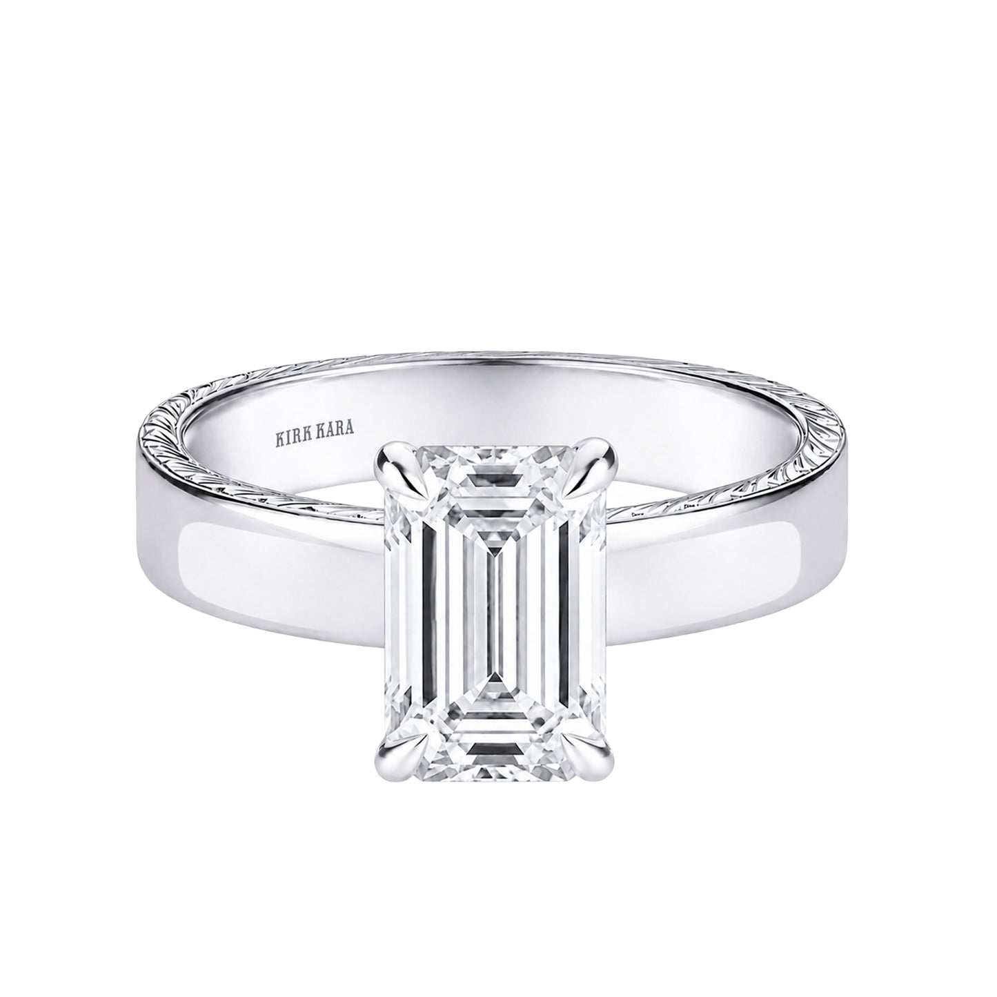 Wide Wheat Engraved Solitaire Engagement Ring