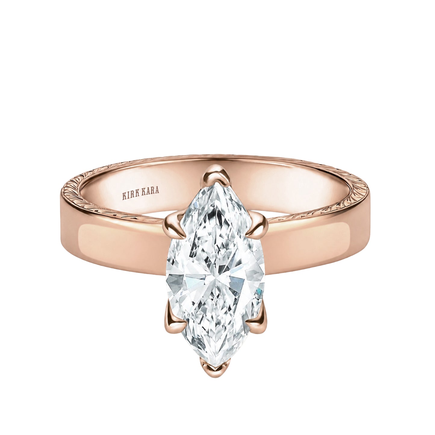 Wide Wheat Engraved Solitaire Engagement Ring