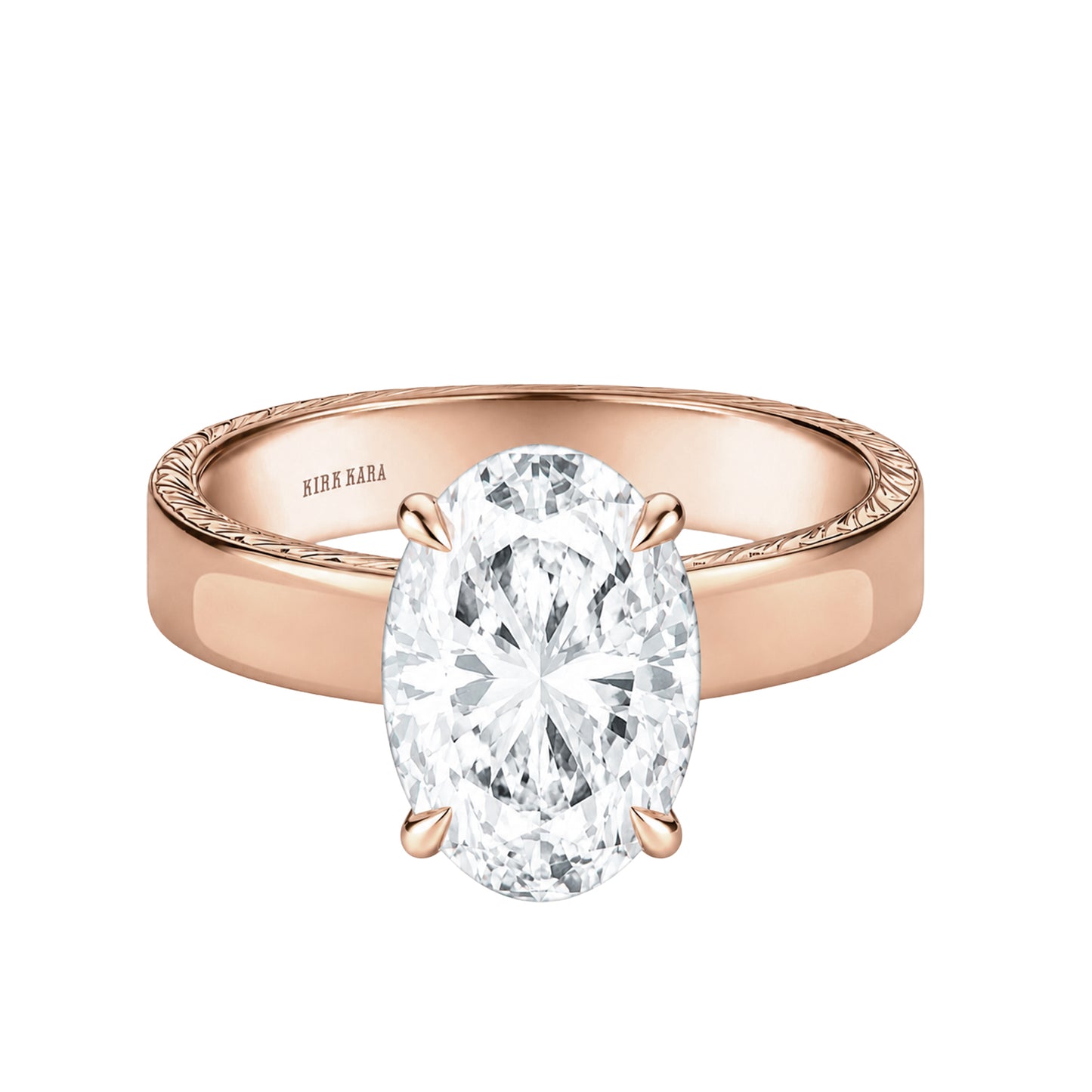 Wide Wheat Engraved Solitaire Engagement Ring