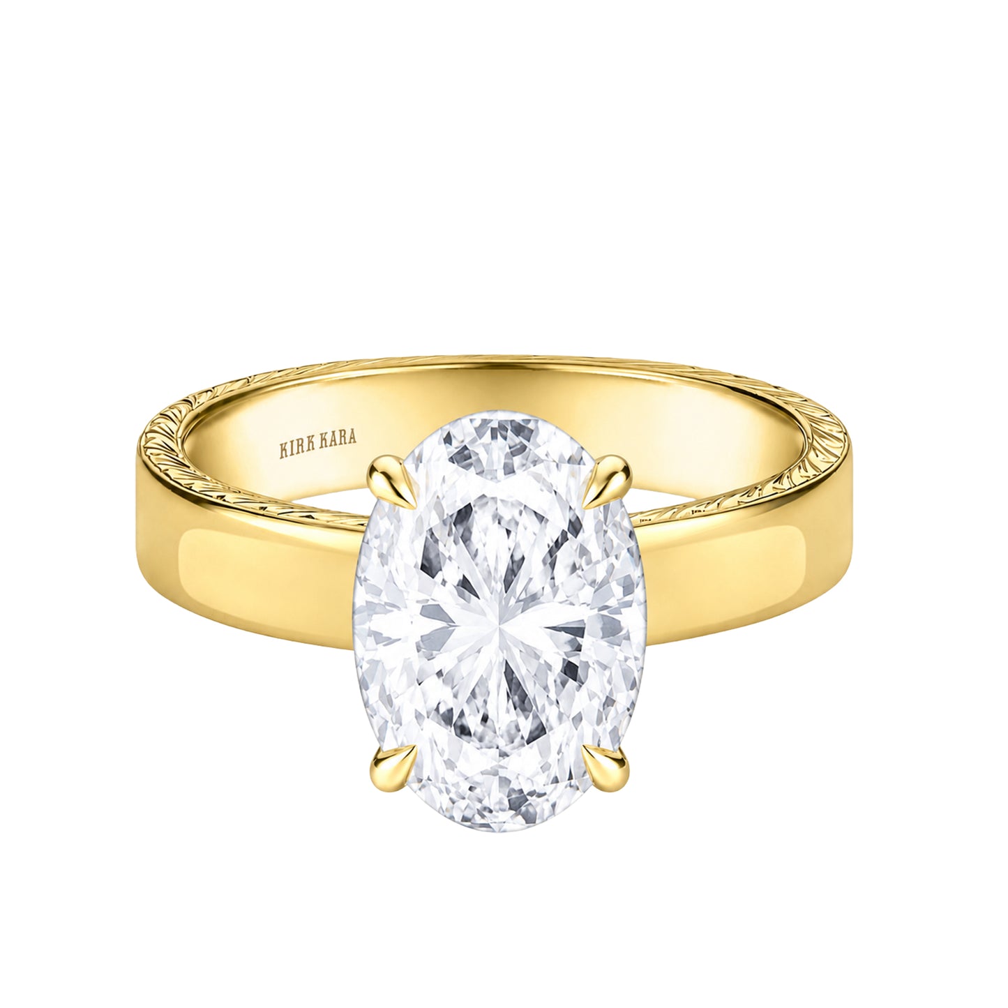 Wide Wheat Engraved Solitaire Engagement Ring