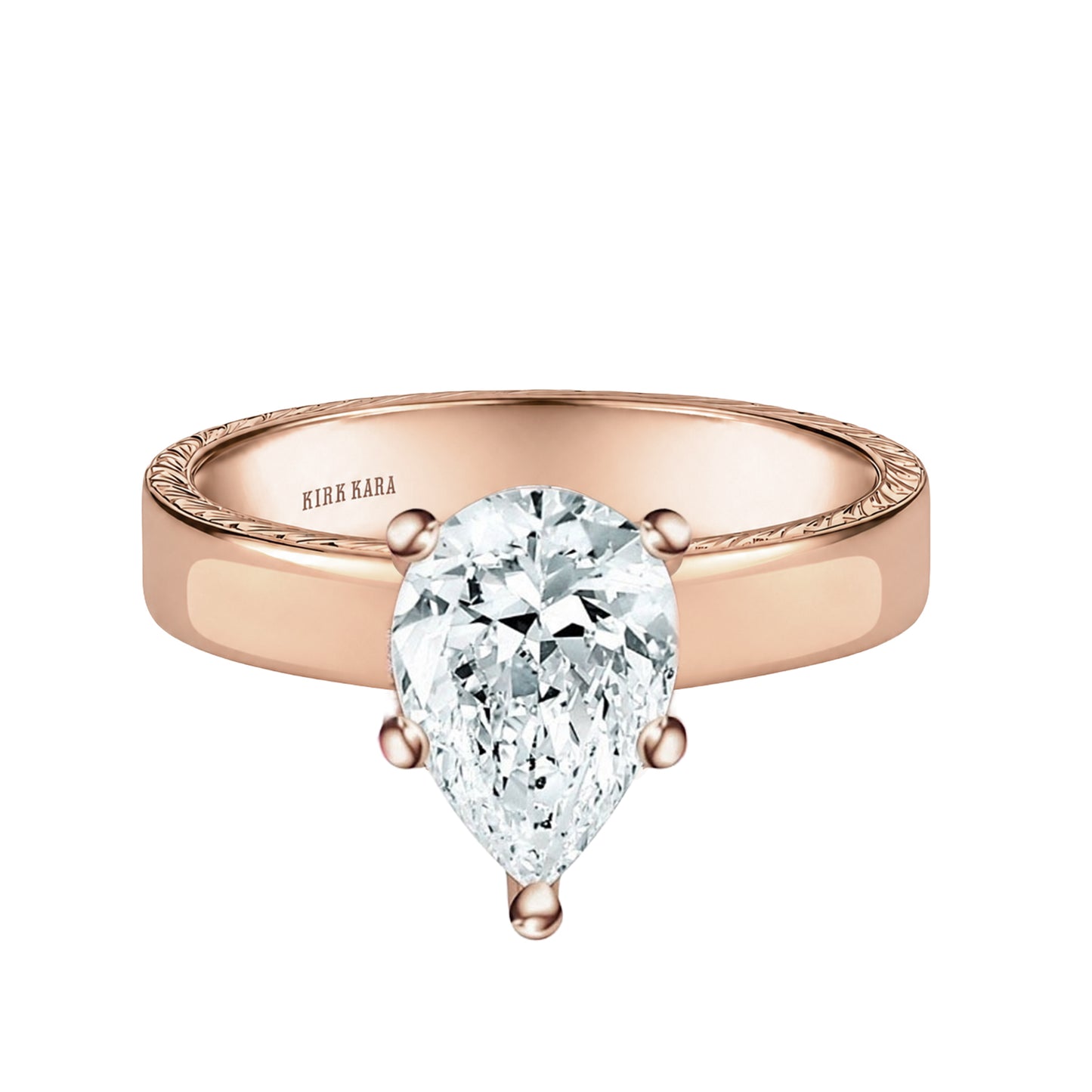 Wide Wheat Engraved Solitaire Engagement Ring