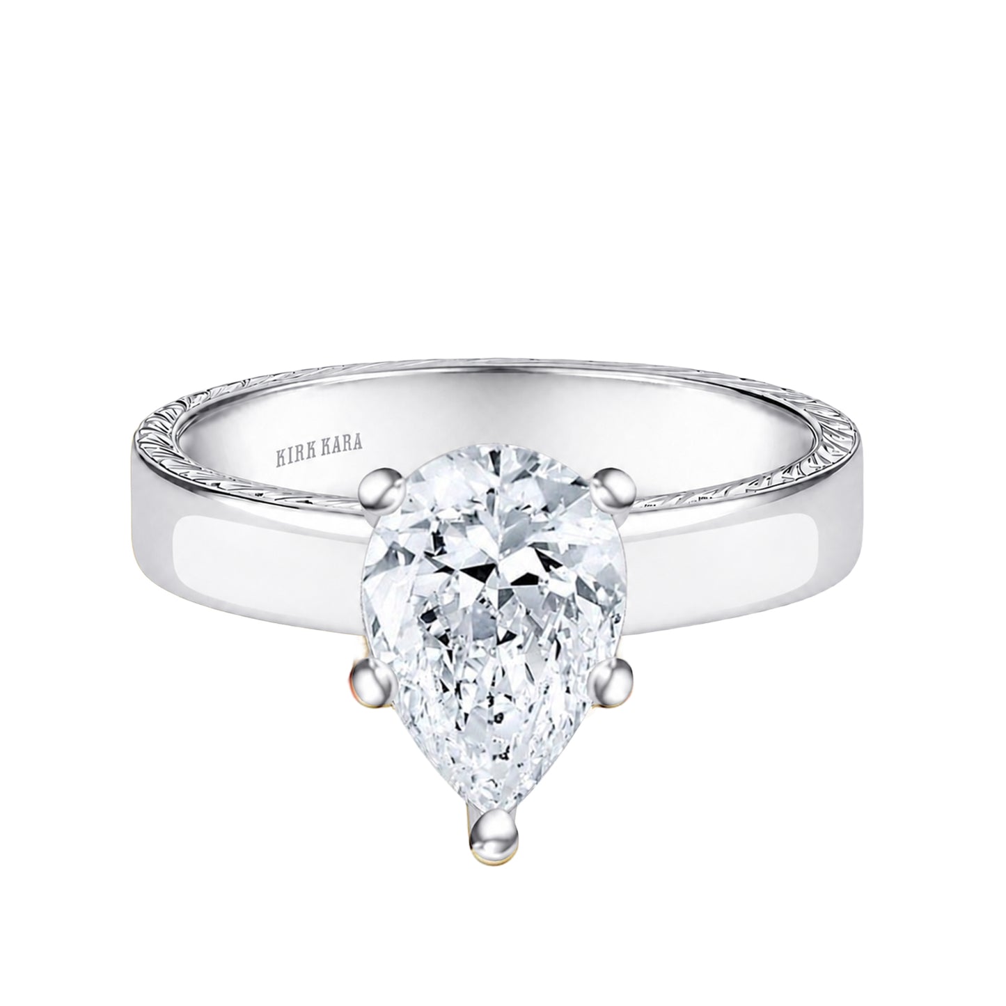 Wide Wheat Engraved Solitaire Engagement Ring