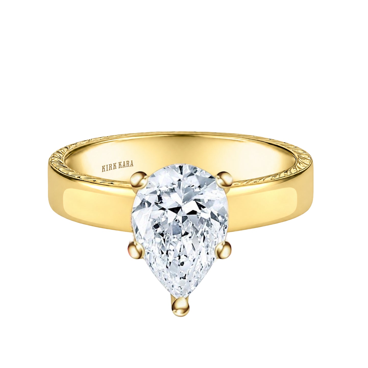 Wide Wheat Engraved Solitaire Engagement Ring