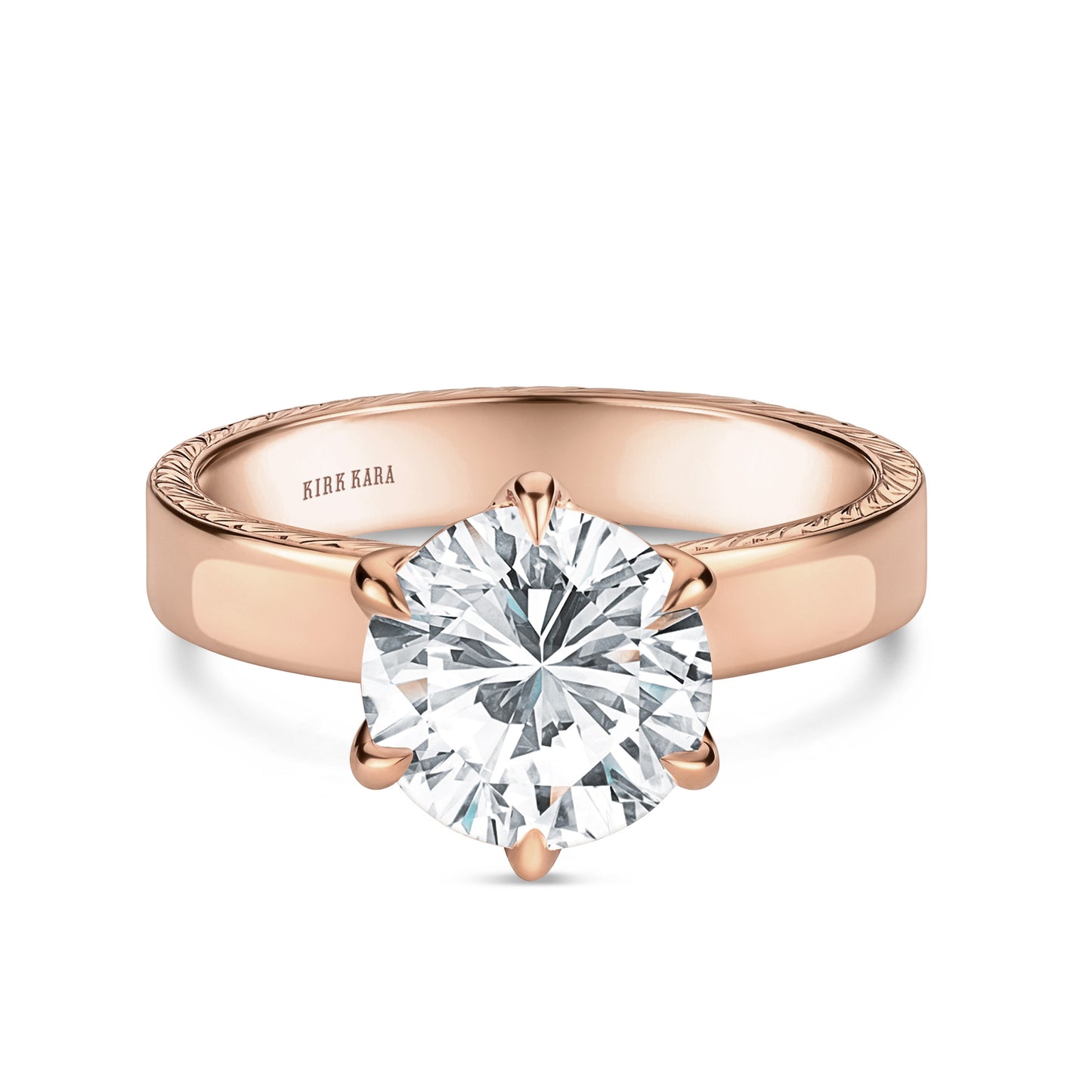 Wide Wheat Engraved Solitaire Engagement Ring