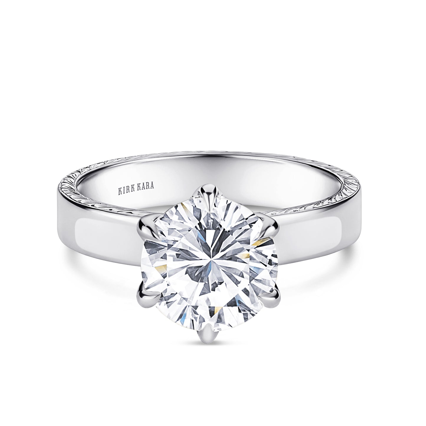 Wide Wheat Engraved Solitaire Engagement Ring