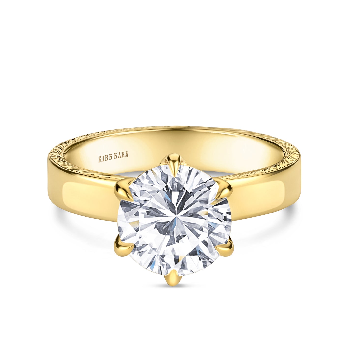 Wide Wheat Engraved Solitaire Engagement Ring