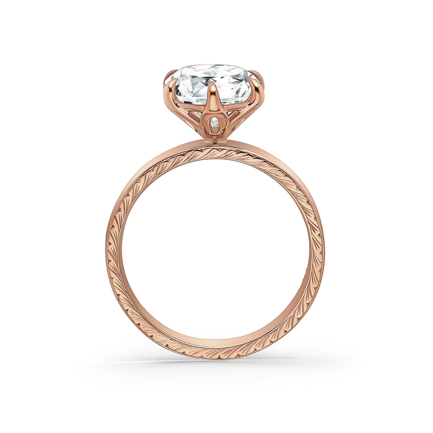Wide Wheat Engraved Solitaire Engagement Ring
