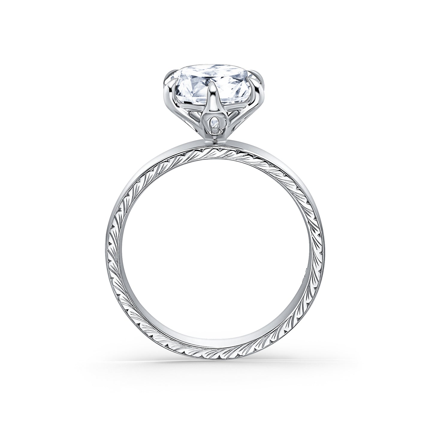 Wide Wheat Engraved Solitaire Engagement Ring