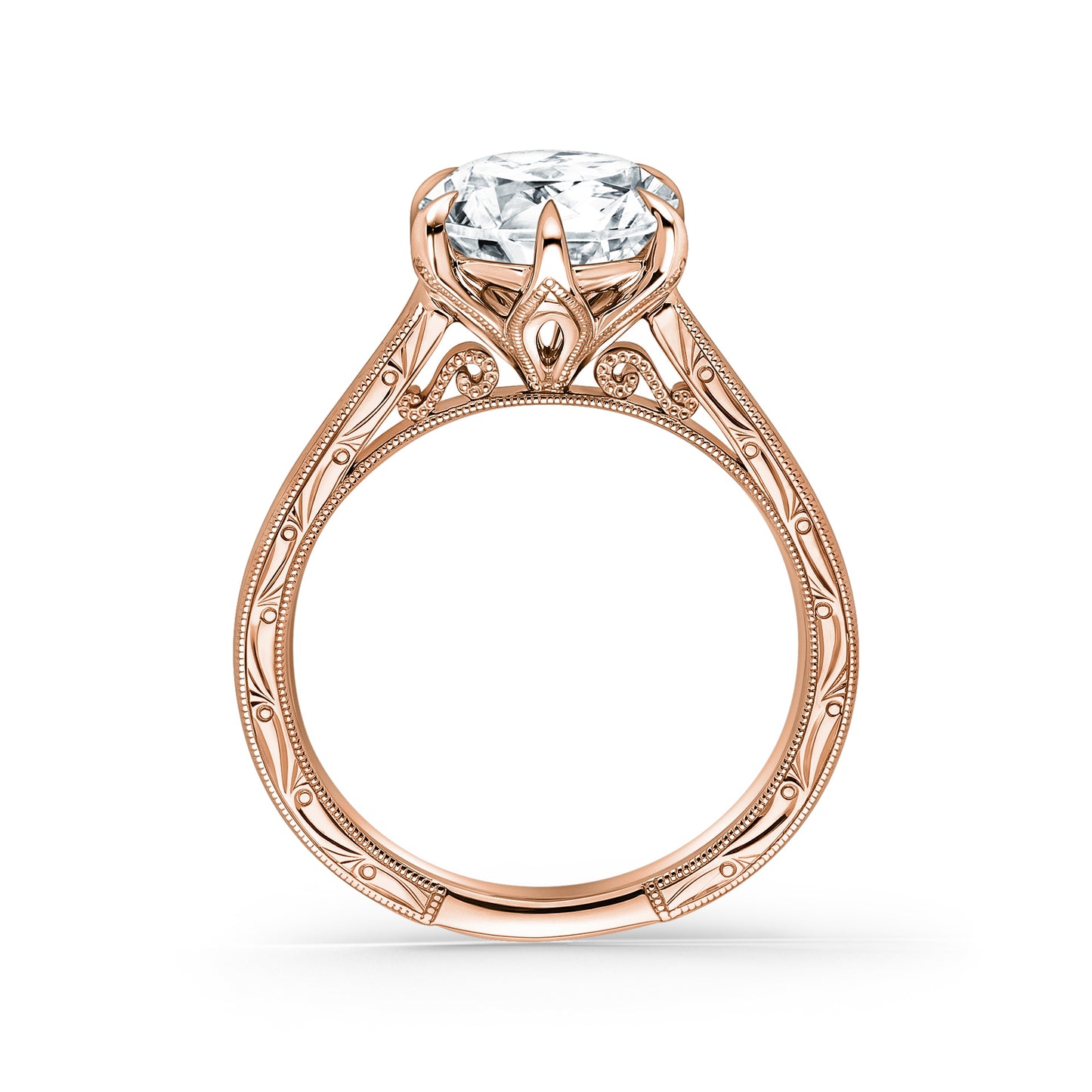 Petite Hand Engraved Vintage Solitaire Engagement Ring