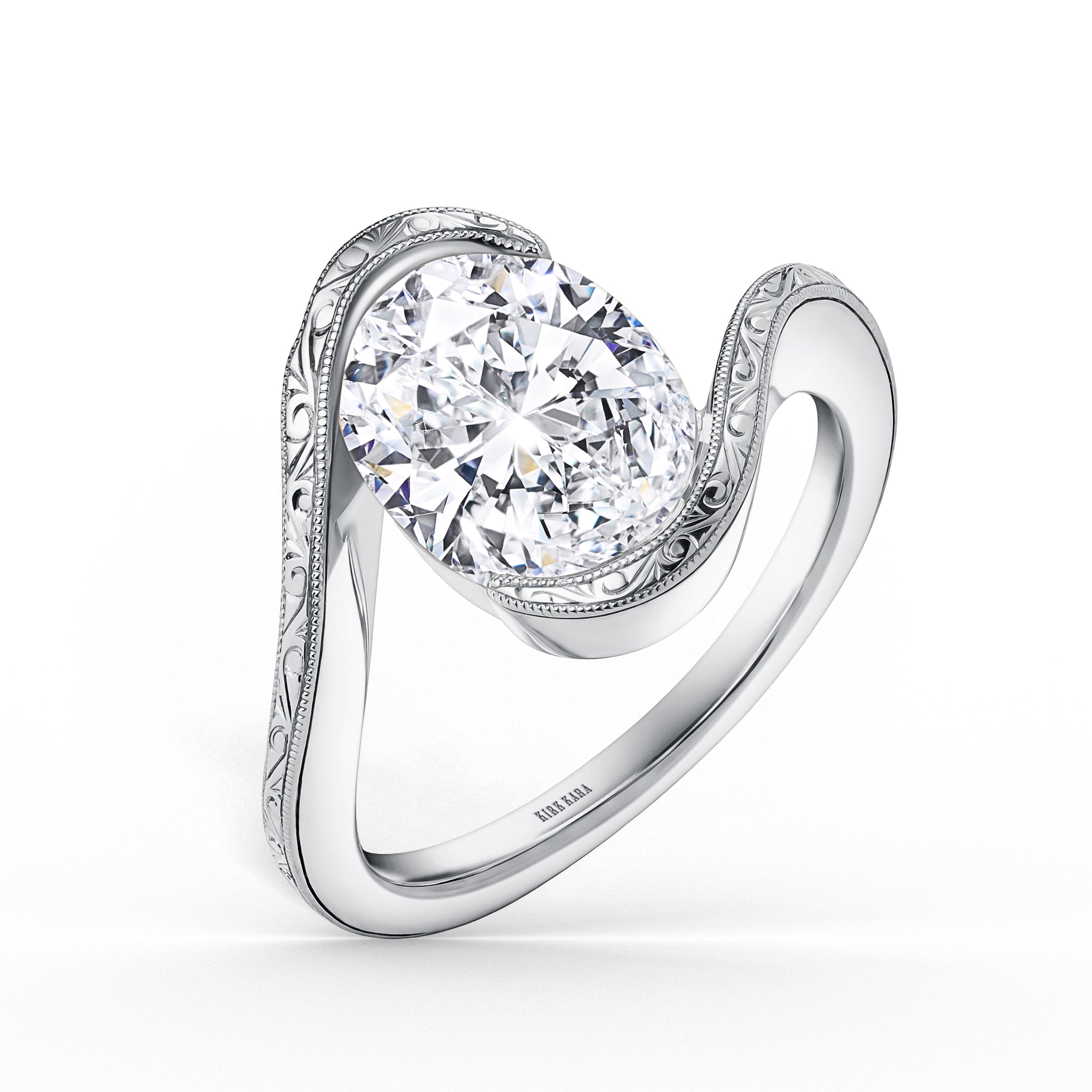 Hand-Engraved Vintage-Inspired Solitaire Engagement Ring – Kirk Kara