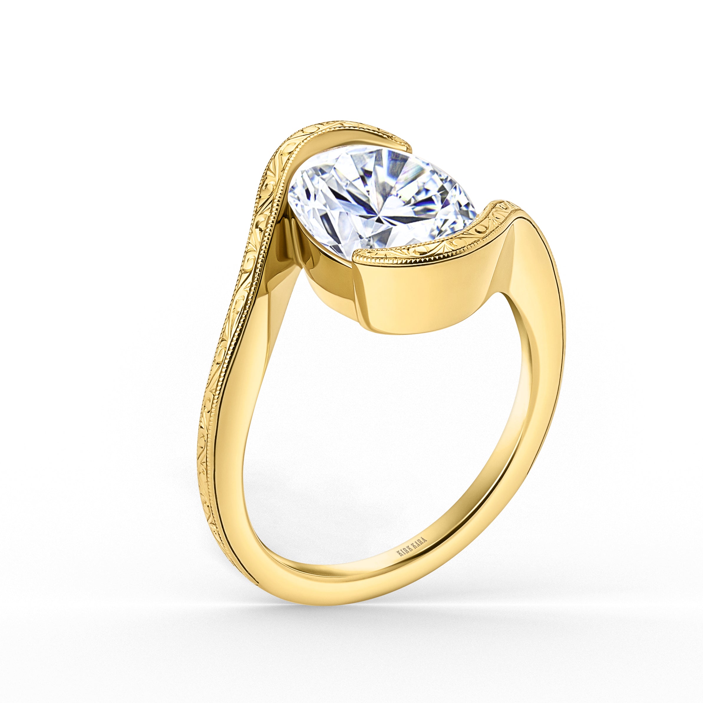 Wave Bypass Half Bezel Engagement Ring | Kirk Kara