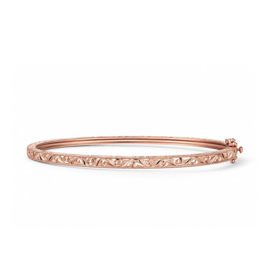 Scroll Engraved Classic Bangle Bracelet