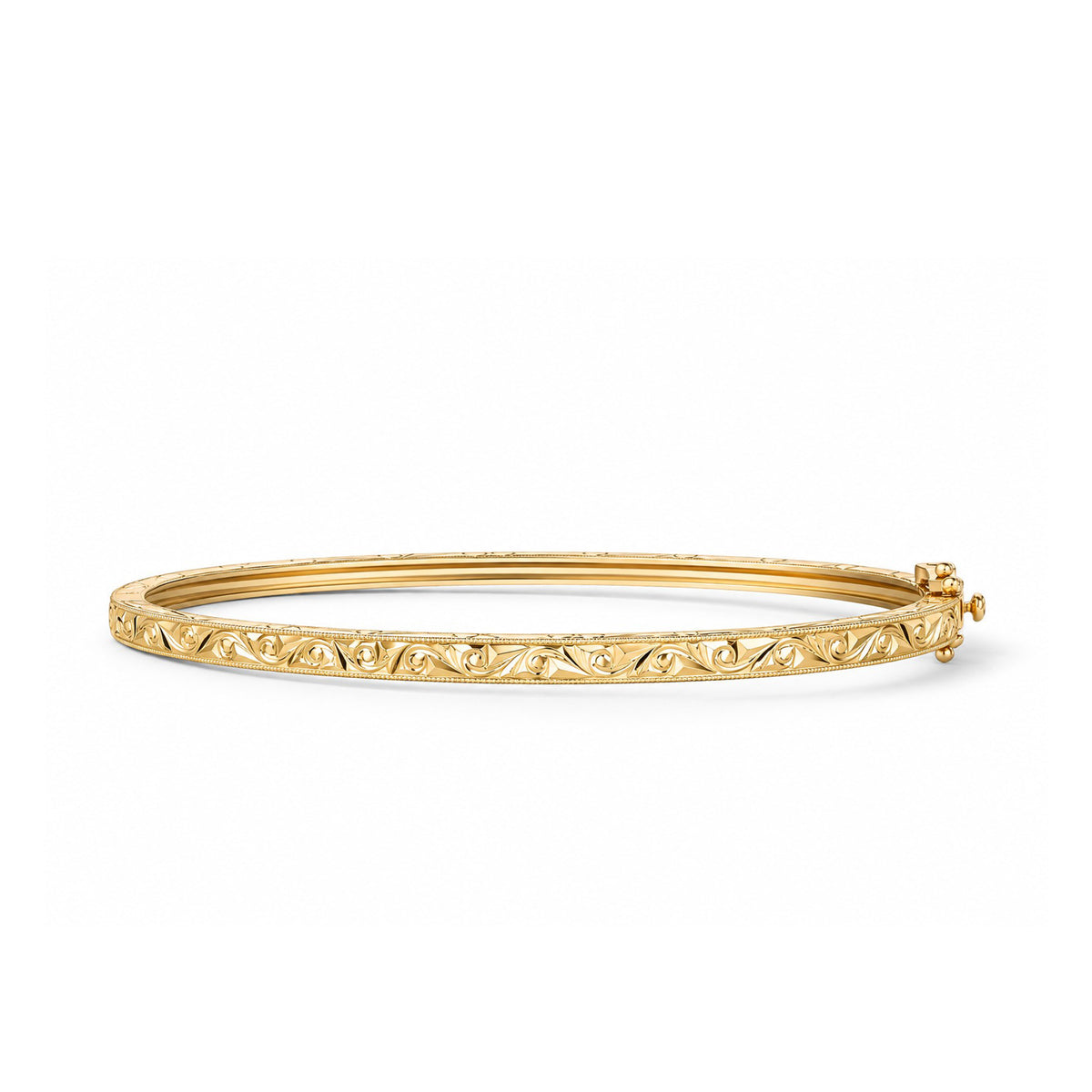 Scroll Engraved Classic Bangle Bracelet