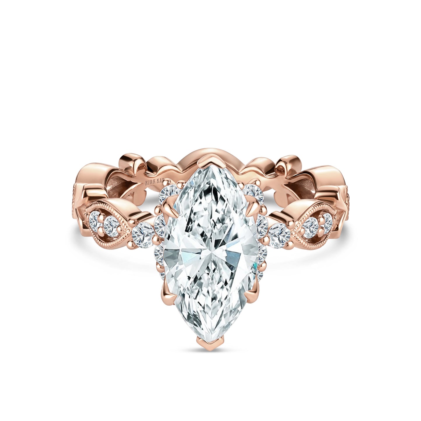 Cathedral Floral Clover Diamond Engagement Ring